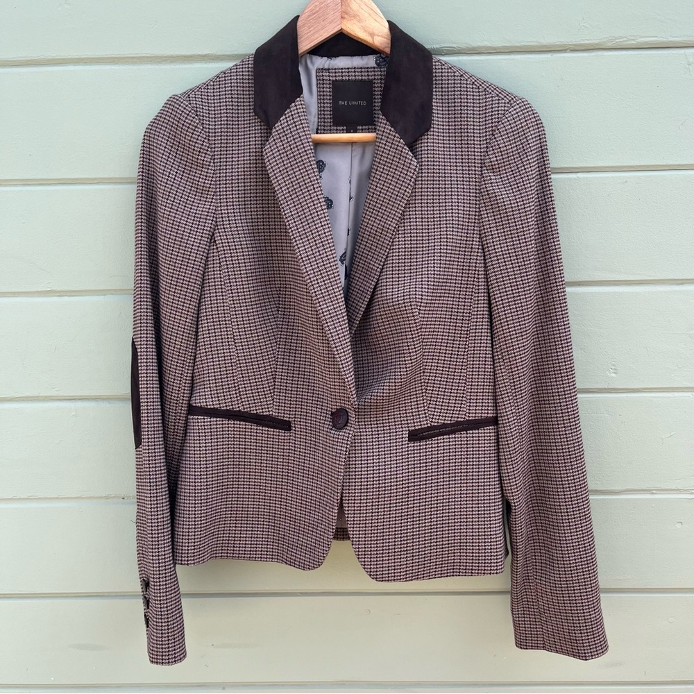 The Limited S houndstooth blazer riding jacket